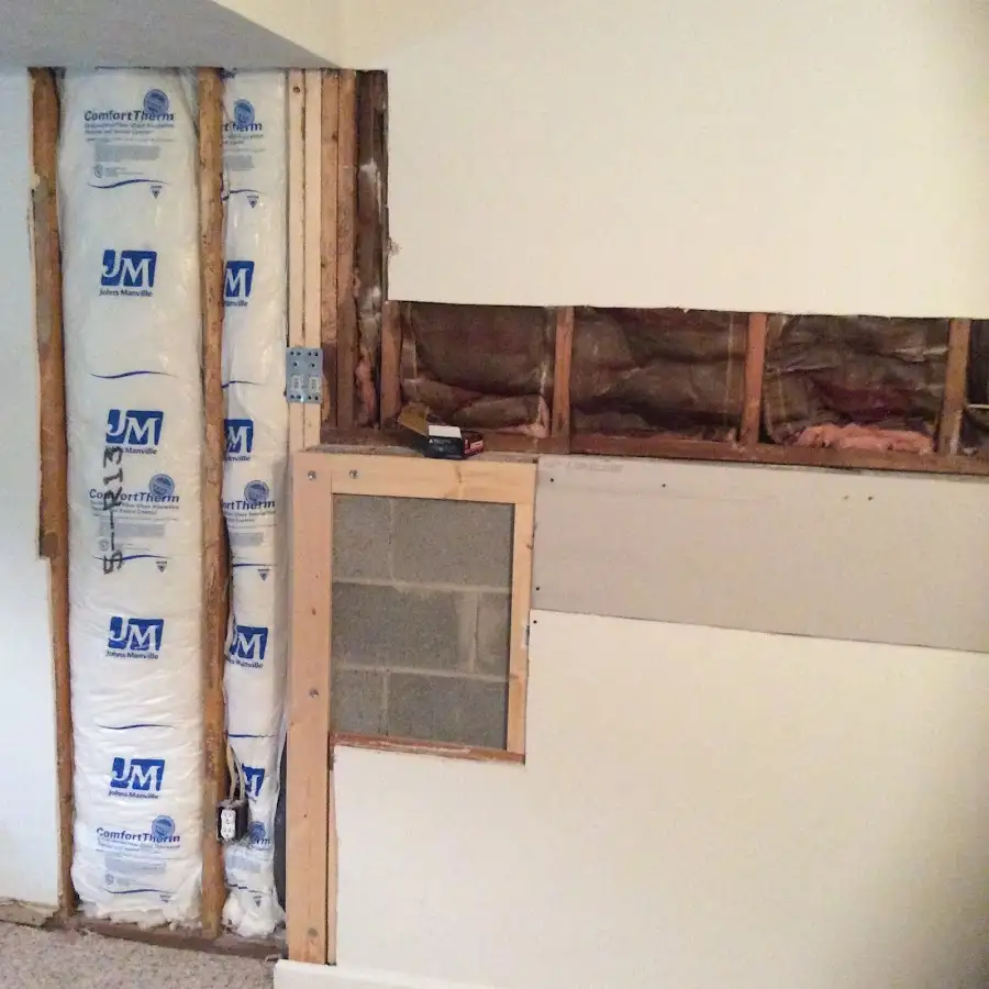 Wall insulation replacement during Basement Flood Cleanup in Burnsville